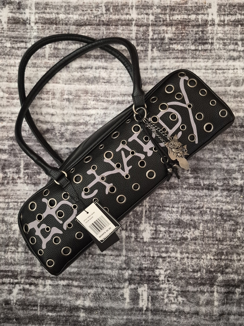Ed Hardy Y2K Black Grommet Shoulder Bag Purse – New With Tags